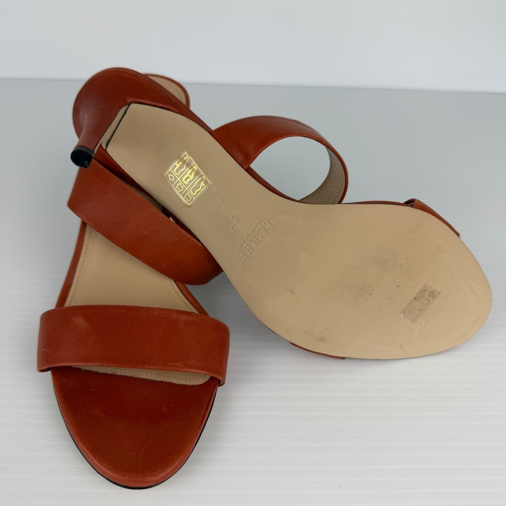 J.Crew Womens Terracotta Orange Leather Double Strap Mule Sandals Heels Size 8.5 - Picture 10 of 10